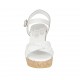 Sandale pour femmes en cuir imprimé blanc avec courroie, plateforme et talon compensé 7 - Pointures disponibles:  33