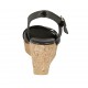 Woman's sandal in black printed leather with strap, platform and wedge heel 7 - Available sizes:  32, 33