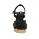 Woman's sandal in black printed leather with strap, platform and wedge heel 7 - Available sizes:  32, 33