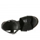 Woman's sandal in black printed leather with strap, platform and wedge heel 7 - Available sizes:  32, 33