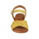 Sandale avec courroie pour femmes en cuir et cuir imprimé jaune talon 2 - Pointures disponibles:  43, 44