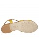 Woman's strap sandal in yellow leather and printed leather heel 2 - Available sizes:  43, 44