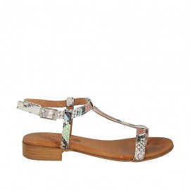 Sandalo infradito da donna con cinturino in pelle stampata multicolore tacco 2 - Misure disponibili: 33, 34, 42, 43, 44, 45