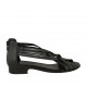 Scarpa aperta da donna con cerniera in pelle nera tacco 2 - Misure disponibili: 33, 34, 42, 43, 44, 45