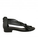 Woman's open shoe with zipper in black leather heel 2