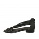Scarpa aperta da donna con cerniera in pelle nera tacco 2 - Misure disponibili: 33, 34, 42, 43, 44, 45