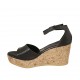 Scarpa aperta da donna in pelle nera con cinturino, plateau e zeppa 7 - Misure disponibili: 32, 33, 34, 44