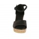 Scarpa aperta da donna in pelle nera con cinturino, plateau e zeppa 7 - Misure disponibili: 32, 33, 34, 44