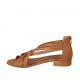 Scarpa aperta da donna con cerniera in pelle cuoio tacco 2 - Misure disponibili: 33, 34, 42, 43, 44
