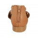 Zapato abierto con cremallera para mujer en piel de color cuero tacon 2 - Tallas disponibles:  33, 43, 44