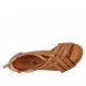 Zapato abierto con cremallera para mujer en piel de color cuero tacon 2 - Tallas disponibles:  33, 43, 44
