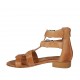 Scarpa aperta da donna con cerniera e fibbie in pelle color cuoio tacco 2 - Misure disponibili: 33, 34, 42, 43, 44, 45