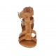 Scarpa aperta da donna con cerniera e fibbie in pelle color cuoio tacco 2 - Misure disponibili: 33, 34, 42, 43, 44, 45