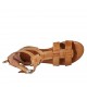 Scarpa aperta da donna con cerniera e fibbie in pelle color cuoio tacco 2 - Misure disponibili: 33, 34, 42, 43, 44, 45