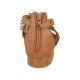 Zapato abierto para mujer con cremallera y cinturon en piel color cuero tacon 2 - Tallas disponibles:  33, 34, 42, 43, 44
