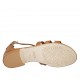 Zapato abierto para mujer con cremallera y cinturon en piel color cuero tacon 2 - Tallas disponibles:  33, 34, 42, 43, 44