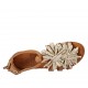 Zapato abierto para mujer con cremallera y cinturon en piel color cuero tacon 2 - Tallas disponibles:  33, 34, 42, 43, 44