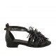 Scarpa aperta da donna con cerniera e cinturino in pelle nera e canna di fucile tacco 2 - Misure disponibili: 33, 34, 42, 43, 44, 45