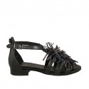Scarpa aperta da donna con cerniera e cinturino in pelle nera e canna di fucile tacco 2