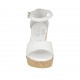 Chaussure ouverte pour femmes avec courroie et plateforme en cuir blanc talon compensé 7 - Pointures disponibles:  32, 33