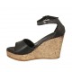 Scarpa aperta da donna con cinturino e plateau in pelle nera zeppa 9 - Misure disponibili: 33, 34