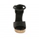 Scarpa aperta da donna con cinturino e plateau in pelle nera zeppa 9 - Misure disponibili: 33, 34