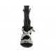 Zapato abierto estilo gladiador para mujer con cremallera y cordones en piel imprimida negra y beis tacon 2 - Tallas disponibles:  33, 34, 42, 43, 44