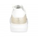Woman's laced shoe with silver glitter and removable insole in white and laminated platinum leather wedge heel 4 - Available sizes:  42