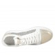 Woman's laced shoe with silver glitter and removable insole in white and laminated platinum leather wedge heel 4 - Available sizes:  42