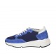 Zapato con cordones y plantilla extraible para mujer en piel blanca y amarillo, gamuza azul aciano y tejido azul cuña 5 - Tallas disponibles:  42, 43, 44, 45