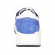 Zapato con cordones y plantilla extraible para mujer en piel blanca y amarillo, gamuza azul aciano y tejido azul cuña 5 - Tallas disponibles:  42, 43, 44, 45