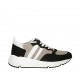 Zapato con cordones y plantilla extraible para mujer en piel blanca, gamuza negra y tejido gris pardo cuña 5 - Tallas disponibles:  42, 43, 44