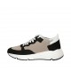 Zapato con cordones y plantilla extraible para mujer en piel blanca, gamuza negra y tejido gris pardo cuña 5 - Tallas disponibles:  42, 43, 44