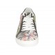 Zapato con cordones y plantilla extraible en piel negra y imprimida floreal multicolor cuña 2 - Tallas disponibles:  32, 33, 34, 44
