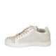 Scarpa stringata da donna con plantare estraibile in camoscio beige chiaro stampato platino zeppa 2 - Misure disponibili: 32, 33, 34, 42, 43, 44