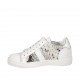 Scarpa stringata da donna con plantare estraibile in pelle bianca e laminata argento e stampata multicolore zeppa 2 - Misure disponibili: 32, 33, 34, 43, 44, 45