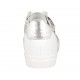 Chaussure à lacets pour femmes avec semelle amovible en cuir blanc et lamé argent et imprimé multicouleur talon compensé 2 - Pointures disponibles:  32, 33, 34, 43, 44, 45