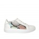 Zapato con cordones y plantilla extraible en piel blanca y laminada plateada y imprimida multicolor cuña 4 - Tallas disponibles:  42, 43, 44, 45