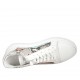 Zapato con cordones y plantilla extraible en piel blanca y laminada plateada y imprimida multicolor cuña 4 - Tallas disponibles:  42, 43, 44, 45