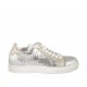 Scarpa stringata da donna con plantare estraibile in pelle laminata argento e stampata platino zeppa 2 - Misure disponibili: 32, 33, 34, 43, 45