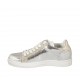 Scarpa stringata da donna con plantare estraibile in pelle laminata argento e stampata platino zeppa 2 - Misure disponibili: 32, 33, 34, 43, 45