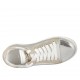 Scarpa stringata da donna con plantare estraibile in pelle laminata argento e stampata platino zeppa 2 - Misure disponibili: 32, 33, 34, 43, 45