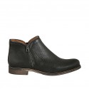 Bottines pour femmes avec fermetures eclair en cuir perforé noir talon 3