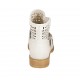 Botines con hebilla y cremallera para mujer en piel y piel perforada de color nata tacon 3 - Tallas disponibles:  42, 43, 44, 45