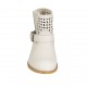 Woman's ankle boot with buckle and zipper in cream-colored leather and pierced leather heel 3 - Available sizes:  42, 43, 44, 45