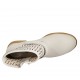 Botines con hebilla y cremallera para mujer en piel y piel perforada de color nata tacon 3 - Tallas disponibles:  42, 43, 44, 45