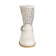 Bottines pour femmes avec fermeture éclair et boucle en cuir et cuir perforé de couleur crème talon 3 - Pointures disponibles:  42, 43, 44, 45