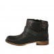Stivaletto basso da donna con fibbia e cerniera in pelle e pelle traforata nera tacco 3 - Misure disponibili: 32, 33, 34, 42, 43, 44, 45