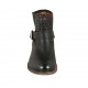 Stivaletto basso da donna con fibbia e cerniera in pelle e pelle traforata nera tacco 3 - Misure disponibili: 32, 33, 34, 42, 43, 44, 45
