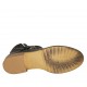 Stivaletto basso da donna con fibbia e cerniera in pelle e pelle traforata nera tacco 3 - Misure disponibili: 32, 33, 34, 42, 43, 44, 45